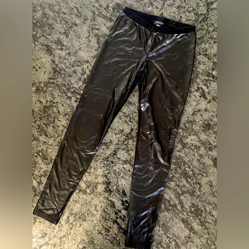 Trouvé faux leather black leggings, size S .